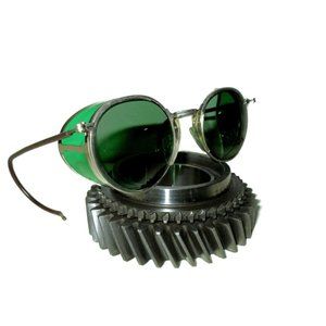 Antique CESCO Green Goggles Sunglasses Vintage Old Safety Glasses Spectacles